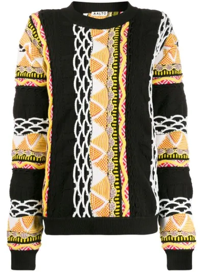 Shop Aalto Abstract Knit Sweater In Black