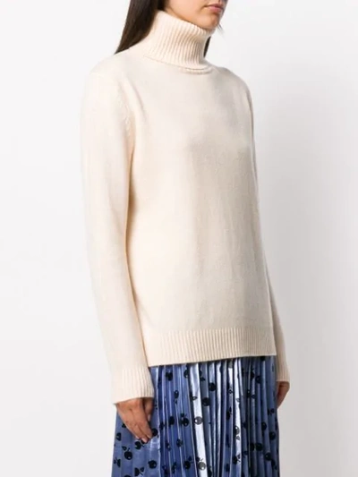 Shop Aspesi Roll Neck Ribbed Detail Jumper In Neutrals