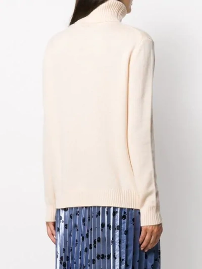 Shop Aspesi Roll Neck Ribbed Detail Jumper In Neutrals