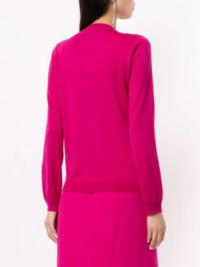 Shop Rochas Logo Knitted Cardigan In Pink