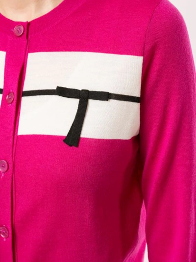 Shop Rochas Logo Knitted Cardigan In Pink