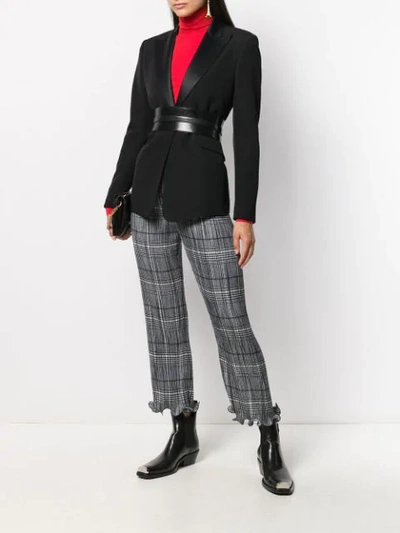 Shop Givenchy Lettuce Hem Check Trousers In Black