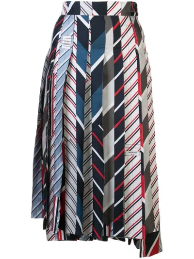 Shop Thom Browne Patchwork Pleated Skirt In Multicolour