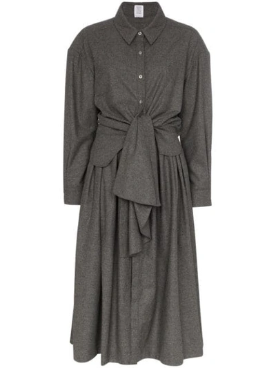 Shop Rosie Assoulin Knotted Shirt Dress In Grey