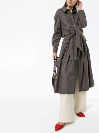 Shop Rosie Assoulin Knotted Shirt Dress In Grey