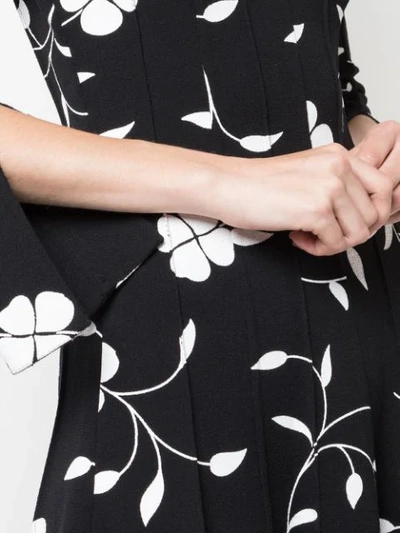 Shop Oscar De La Renta Floral Silhouette Dress In Black