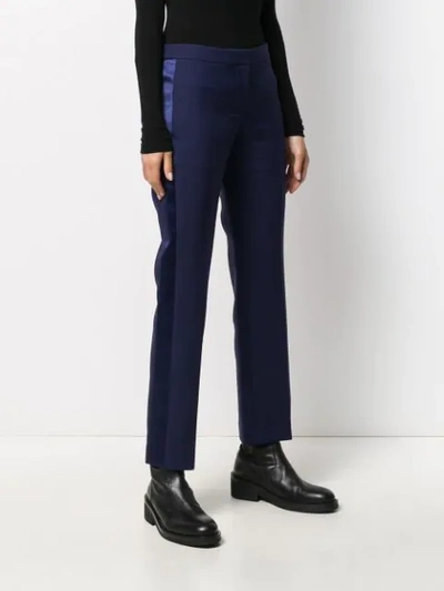 Shop Alexander Mcqueen Stripe Detail Tailored Trousers In Blue