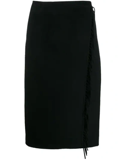 Shop P.a.r.o.s.h Fringe Detail Skirt In Black