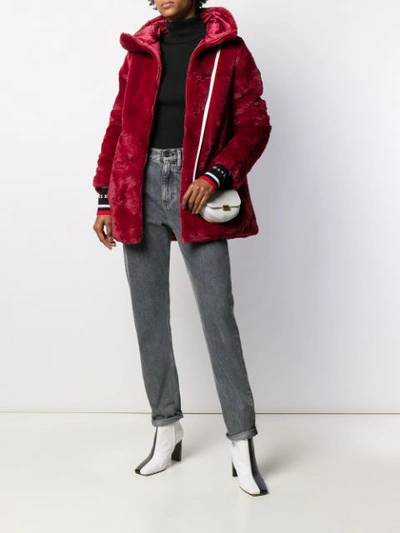 Shop Save The Duck Reversible Faux Fur Coat In Red