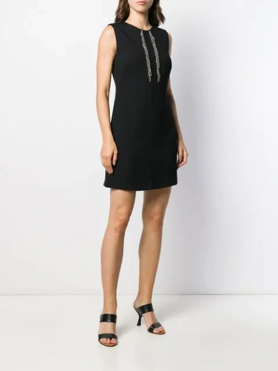 Shop Pinko Rhinestone Detail Mini Dress In Black