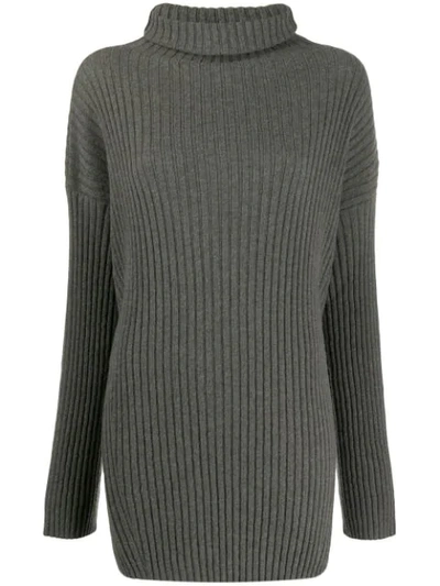 Shop Ann Demeulemeester Ribbed Roll Neck Jumper In Green