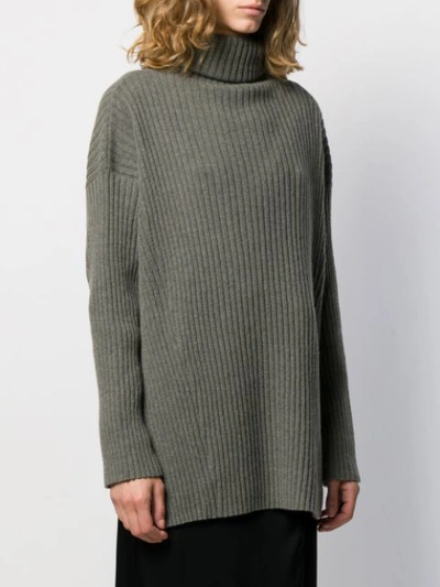 Shop Ann Demeulemeester Ribbed Roll Neck Jumper In Green