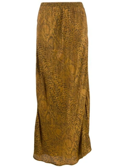 Shop Mes Demoiselles Python Print Long Skirt In Gold