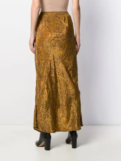 Shop Mes Demoiselles Python Print Long Skirt In Gold