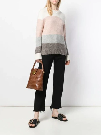 Shop Allude Colour Block Jumper In Pink