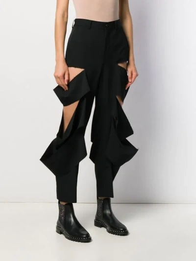 Shop Comme Des Garçons Ripped High-rise Trousers In Black