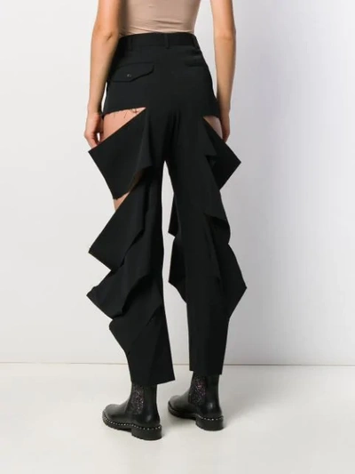 Shop Comme Des Garçons Ripped High-rise Trousers In Black