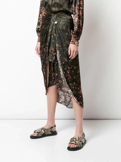 DRAPED CAMOUFLAGE PRINT SKIRT