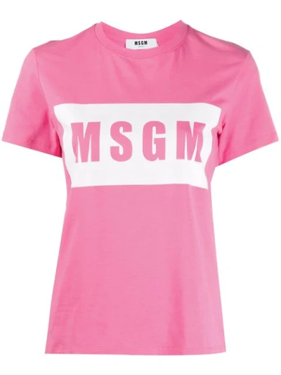 Shop Msgm Logo Print T-shirt In Pink