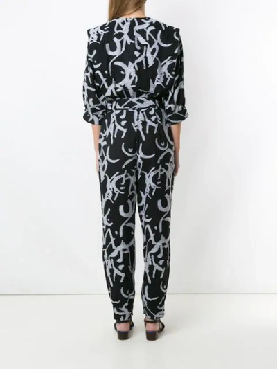 Shop Andrea Marques All-over Print Belted Jumpsuit In Black