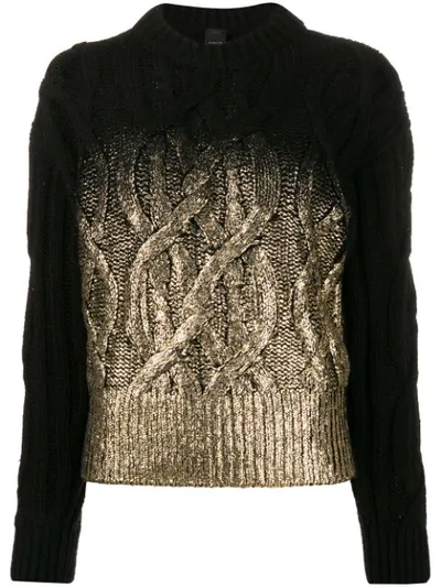 Shop Pinko Cable Knit Jumper In Black