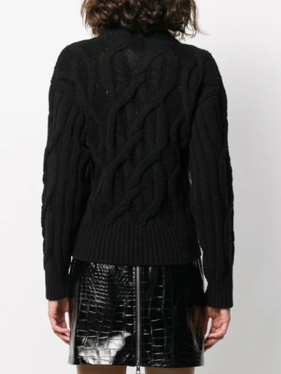 Shop Pinko Cable Knit Jumper In Black