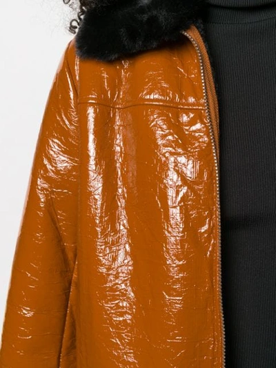 Shop Stand Studio Contrast Zipped Coat In Brown