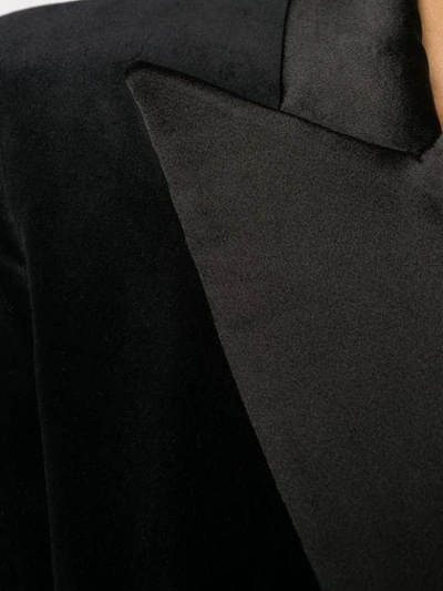 Shop Balmain Velvet Cropped Blazer In Black