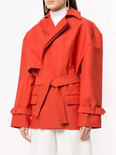 Shop Jacquemus Asymmetric Short Coat In Orange