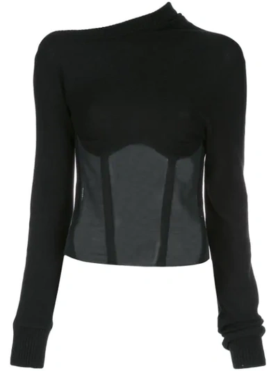 Shop Rta Asymmetric Long-sleeve Top In Black