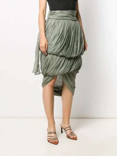 Pre-owned Romeo Gigli 1990's Draped Midi Skirt In Green