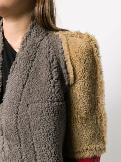 Shop Rick Owens Cropped Shearling Jacket In Neutrals