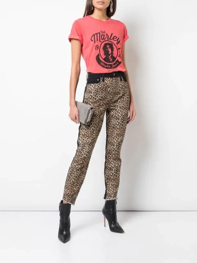 Shop Alice And Olivia Leopard Print Skinny Trousers In Black