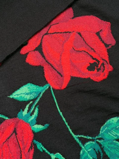 Shop Dolce & Gabbana Roses Intarsia Knitted Top In Black