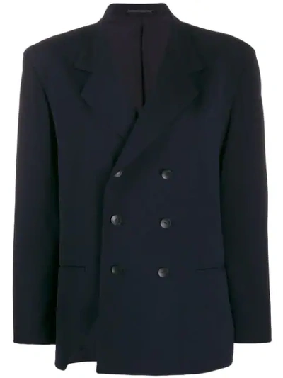 Pre-owned Yohji Yamamoto Double-breasted Jacket In Blue