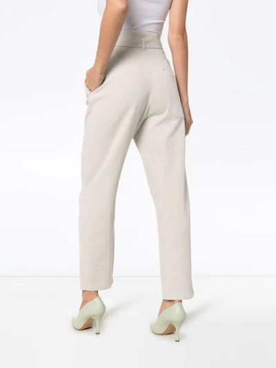 Shop Low Classic Belted High-rise Trousers In Grey