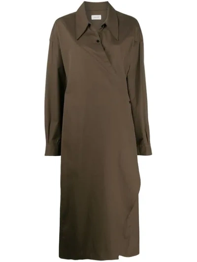 Shop Lemaire Wrap Front Shirt Dress In Green