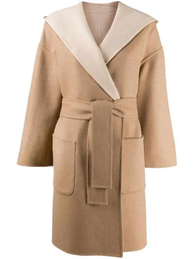 Shop Brunello Cucinelli Belted Wrap Coat In Neutrals