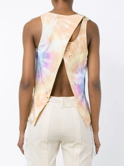 Shop Rabanne Tie Dye Silk Tank Top In Yellow