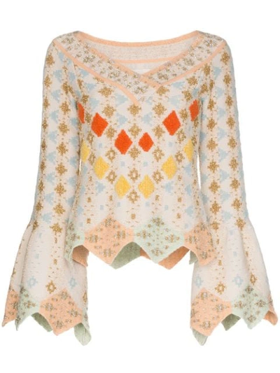 Shop Peter Pilotto Geometric Knitted Top In Neutrals