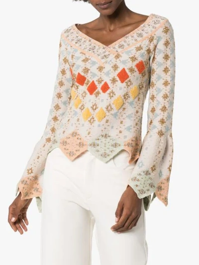 Shop Peter Pilotto Geometric Knitted Top In Neutrals