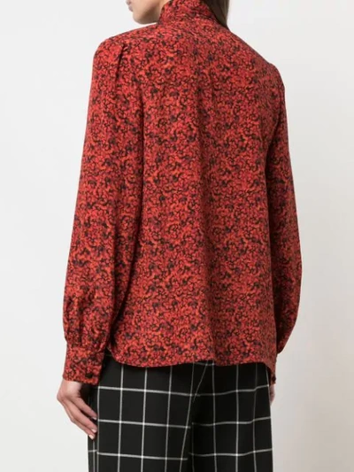 Shop Alice And Olivia Tammy Floral Print Pussybow Blouse In Red