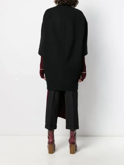 Shop Rick Owens Collarless Oversized Coat In Black