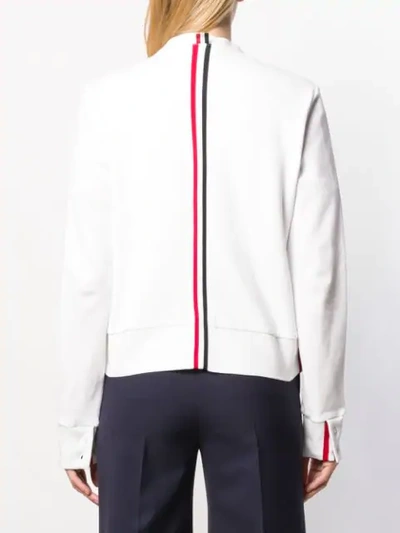 Shop Thom Browne Logo Patch Cardigan In White