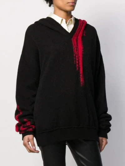 Shop Ann Demeulemeester Long Sleeved Knitted Hoodie In Black