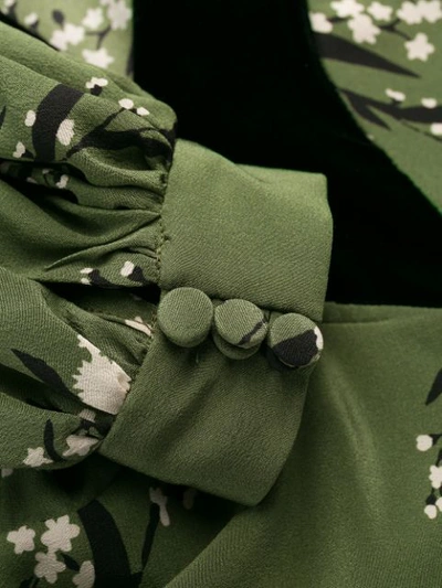 Shop Etro Contrast Trim Floral Dress In Green