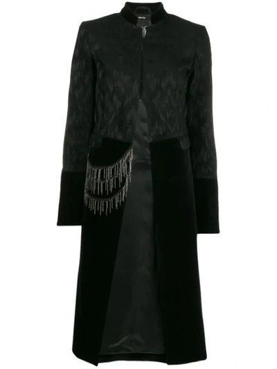 Isabel Benenato Chain-detail Long Coat In Black