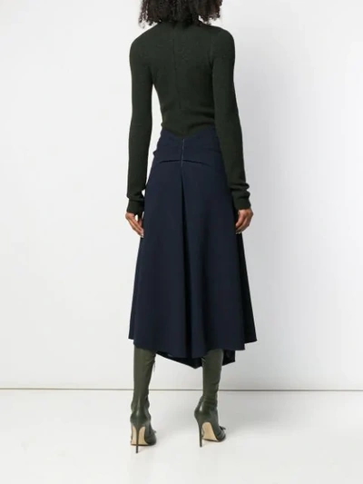 Shop Victoria Beckham Draped Dress In Navy Dark Green