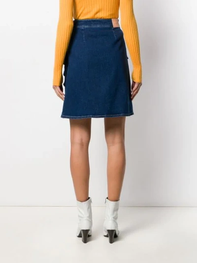 Shop See By Chloé Ruffle Denim Skirt In Blue