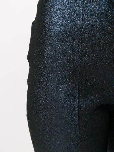 Shop P.a.r.o.s.h Glitter-effect Slim-fit Trousers In 083 Bluette